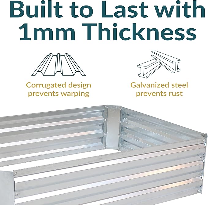 Sunnydaze 11.75" H Raised Metal Garden Bed - Galvanized Raised Garden Bed Outdoor for Vegetables and Flowers - Silver - 4' x 3' Rectangle