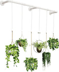 Plant Haning Rod, Hanging Planters for Indoor Plants with 6 Chains, Wall Plant Hanging Bar for Window Celling, 65.7 Inch, Metal White, Pots Not Included