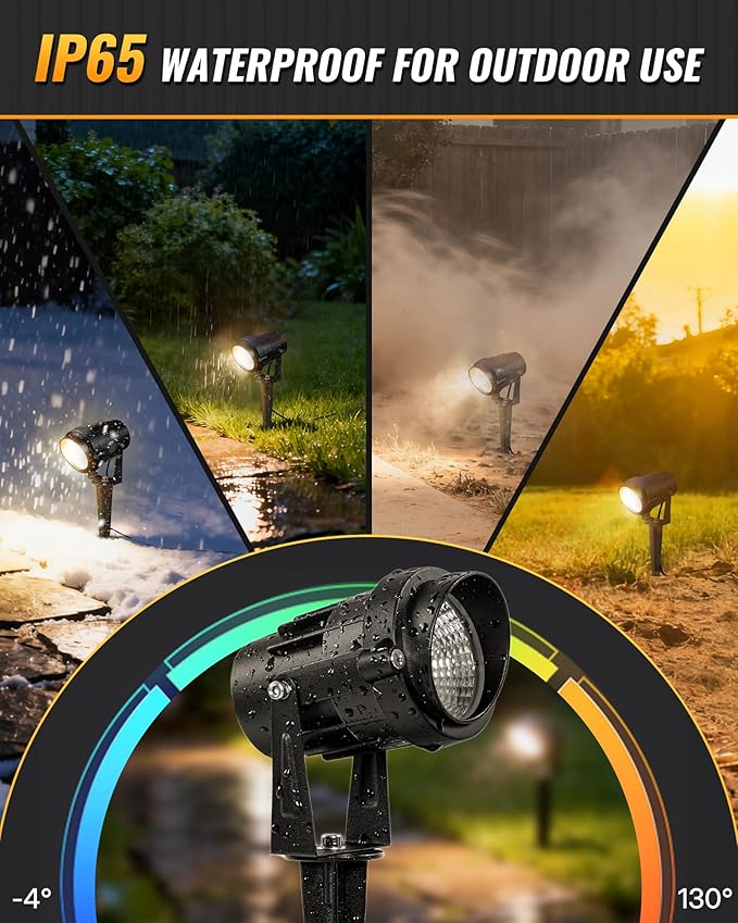6W 700LM Low Voltage Landscape Lighting, 12V AC/DC 3000K Warm White LED Low Voltage Landscape Lights, IP65 Waterproof Outdoor Spotlights with Connectors for Garden Tree Yard 8 Pack W01SLP806