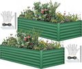 YITAHOME 96x48x24 in 2pcs Galvanized Raised Garden Bed Kit, Large Metal Planter Box with Gloves, Safety Rubber & Support Rod, Outdoor Flower Bed for Plants Vegetables, Green