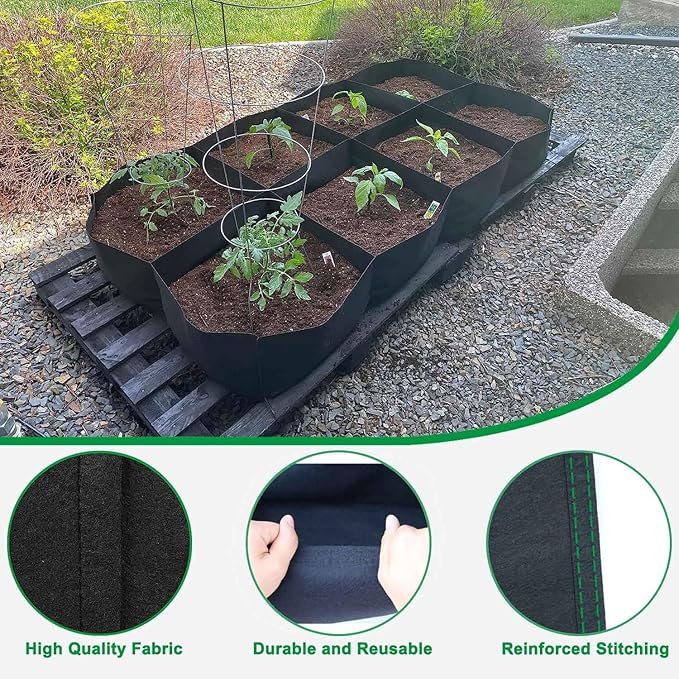 KLEWEE Fabric Raised Garden Bed, 128 Gallon 6 x 3FT Garden Growing Bags for Planting Vegetables, Flowers and Herbs, Breathable Plant Bed Large Grow Planter Bags 8 Grids