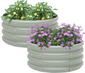2-Pack 2x1ft Galvanized Raised Garden Bed, Outdoor Planter Bed, Metal Planter Box for Gardening and Planting,Light Green