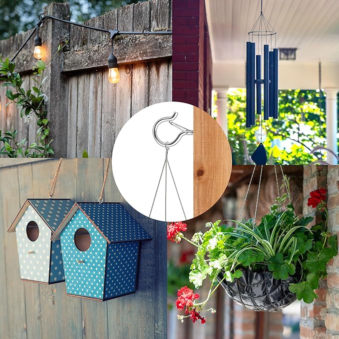 24 PCS Q-Hanger Hooks, Screw Hooks for Outdoor String Lights, Safety Buckle Design Cup Eye Hook for Hanging Christmas Lights, Plants, Mounted on Wall Ceiling, Include 1 Wing Nut Driver, Silver