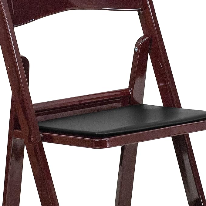 Flash Furniture Hercules Series Folding Chairs for Weddings and Formal Events, Stackable Commercial Event Seats with 1,000-lb. Static Weight Capacity, Set of 4, Red Mahogany