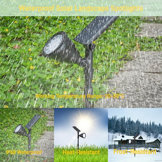 Solar Spotlights Outdoor 18 LED 300 Lumens Waterproof Adjustable Wall Light for Patio Garden Driveway (1 Pack)