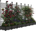 7 PCS Raised Garden Bed with Trellis, 114" LX16 WX63 H Plastic Planter Box for Climbing Plants, Outdoor Vertical Garden with Privacy Screen for Patio, Balcony, Backyard – Sturdy & Lightweight