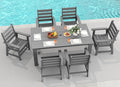 GREENVINES 7-Piece Outdoor Dining Set | HDPE | Patio Table and Chairs Sets for 6 | Patio Furniture | All Weather | Umbrella Hole | Grey | for Backyard Poolside Garden
