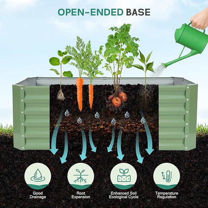 Galvanized Raised Garden Bed - 4x2x1.4ft (2Packs) Metal Garden Planter Box Outdoor | Steel Raised Bed Kit with Bracing Rods, Gloves for Gardening Vegetables Fruits and Flowers