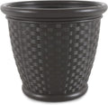 Suncast Sonora 18 Inch Lightweight Durable Plastic Wicker Decorative Flower Planter Pot for Yard, Garden, Indoor or Outdoor Use, Brown