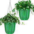 QCQHDU Self Watering Hanging Pots, 2 Pack 5.7 Inch Hanging Planters for Plants Indoor, Outdoor Flower Pots with Drainage Holes and 3 Hooks Chains for Garden Home (Emerald)