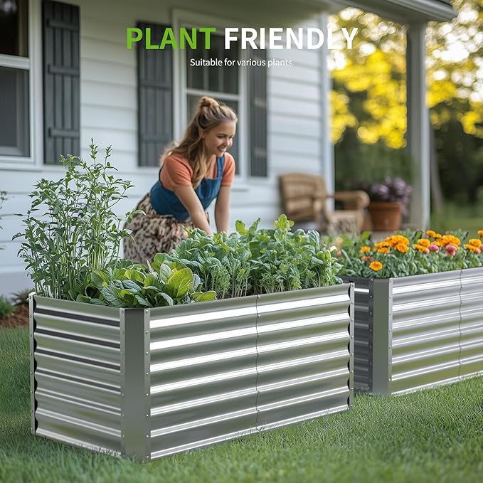 4X2X2ft (2 Pack) Galvanized Raised Garden Bed,Outdoor Planter Box Metal Patio Kit Planting Bed for Vegetables Flowers Herb