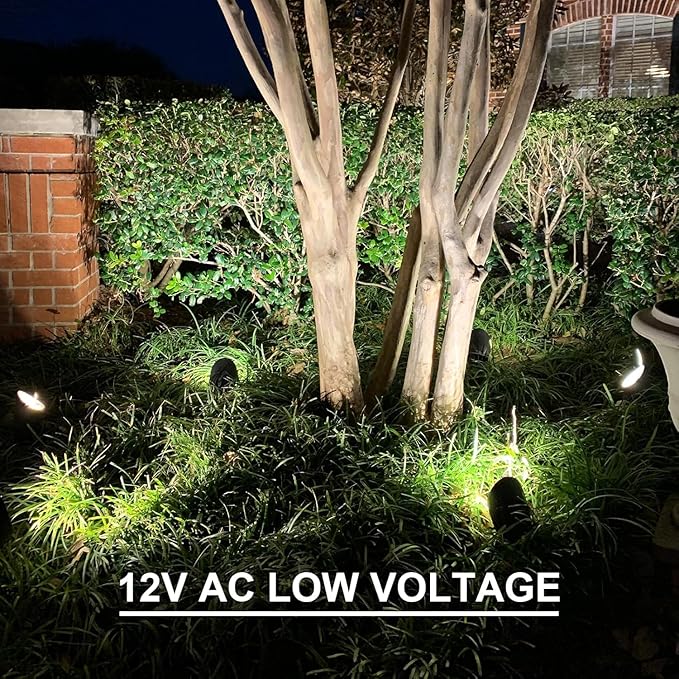 GOODSMANN Landscape Lighting 2PK Landscape Floodlights Spotlights 3W LED 200 Lumen with Replaceable LED Bulbs 12V AC with Metal Stakes Cable Connectors