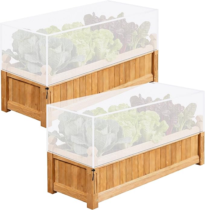 2 Pack Garden Netting for Raised Beds, 37.4" x 19.6" x 19.6" Garden Bed Insect Bird Netting Cover, Raised Garden Bed Plant Cover Mesh Pest Barrier Screen for Protecting Vegetables Fruits Flowers