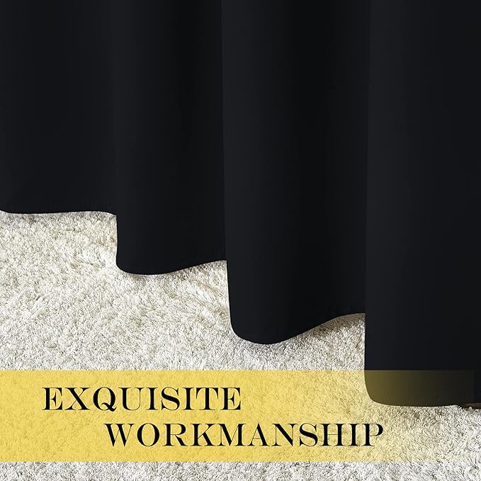 NICETOWN Black Blackout Living Room Curtain 102 inches Long, Grommet Thermal Insulated Cold/Light/Sound Blocking Window Drape for Bedroom/French Door (W66 x L102, 1 Panel)