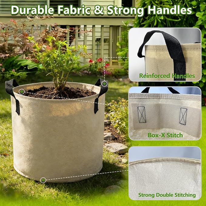 Grow Bags, 7 Pack Colorful 10 Gallon Grow Bags, Reusable Fabric Grow Bags, Foldable & Washable for Vegetables, Tomato Pots, Garden & Outdoor Growing