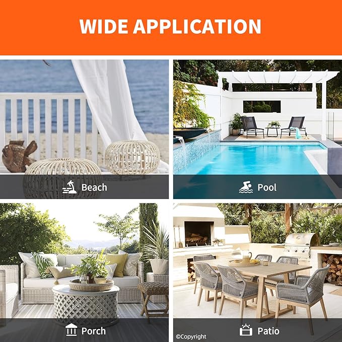 Outdoor Indoor Curtains W52 x L108 for Patio - Weather-resistant Window Panels Privacy Protect Grommet Top Thermal Insulated Home Curtain for Porch Pergola Garden (Orange, 2 Panels)