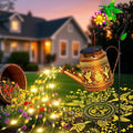 Solar Lights Outdoor Waterproof Garden Decor,Solar Watering Can Lights Hummingbird lanterns,Birthday Gifts for Mom Women,Decorative Outside Metal Hanging Fairy String Light for Yard Art Patio Porch