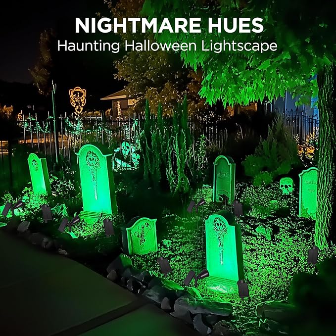 InnoGear Solar Lights Outdoor Waterproof Christmas Halloween Solar Garden Light for Outside Yard Landscape Lighting Pathway Spot Lights Spotlight Wall Light Auto On/Off, 2 Pack (Red and Green Light)