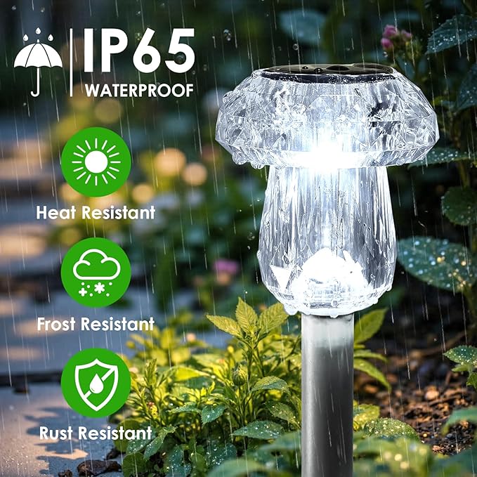 Mancra Solar Lights Outdoor Waterproof, 16 Pack Mushroom Solar Pathway Lights Dusk to Dawn Solar Landscape Lights for Yard, Walkway, Garden Decor, Cool White