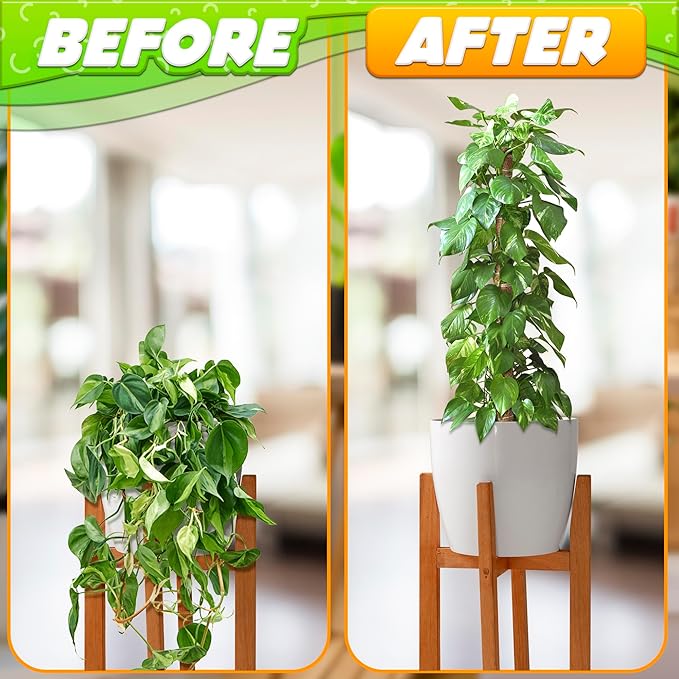 Moss Pole 26.4" Small Monstera Plant Support 2 Pcs Set - Pothos Plant Climber Support with Connectable Design and Fixation Strip - Coconut Fiber Moss Poles for Monstera, Money Plants, Philodendron