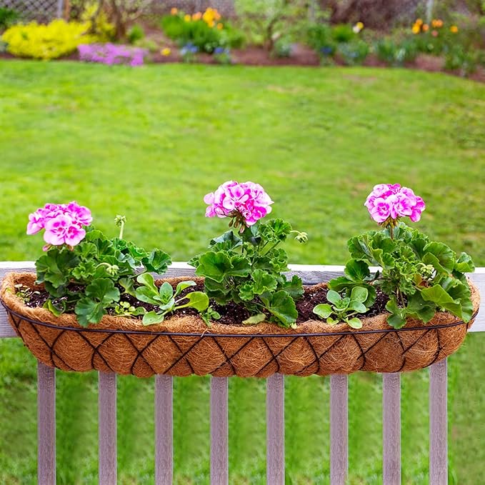 48in Coco Liners for Window Planter Box - 3 Pack 100% Natural Coconut Coir Fiber Liner Replacement for Deck Flower Box, Garden Railing Fence Trough, Wall Planter Basket, Vegetables Pot