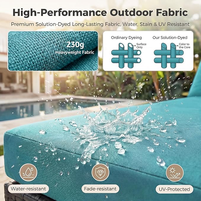 NICESOUL Extra-Large 9 Pcs Outdoor Patio Furniture Set with Fire Pit Table Natural Gas/Propane, 29.3'' High Back Deep Wide Modular Sofa Conversations with Fireplaces, 2 Color Cushion Teal Blue & Grey