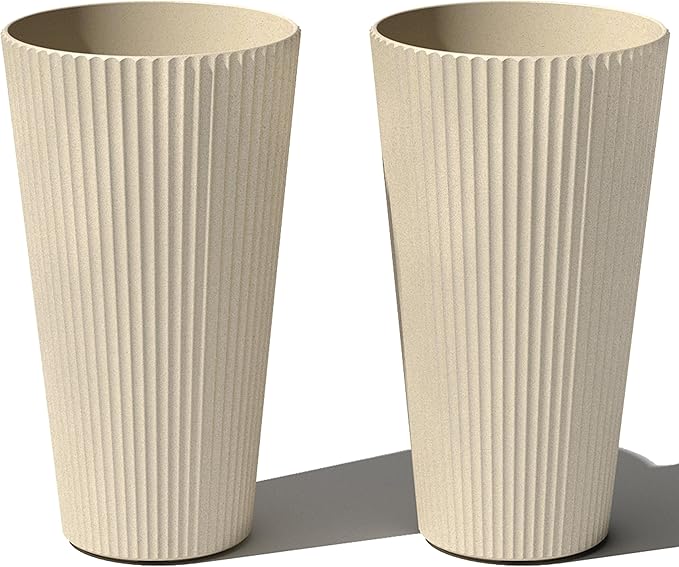 Veradek Demi Series Tall Planter for Porch, Patio, Backyard | Durable Plastic-Stone Composite Material | Modern Décor for Tall Plants, Grasses
