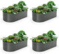 A ANLEOLIFE 4-Set 8X4X2 ft Galvanized Raised Garden Bed Kit, Oval Metal Deep Root Planters for Outdoor Plants, Quartz Grey