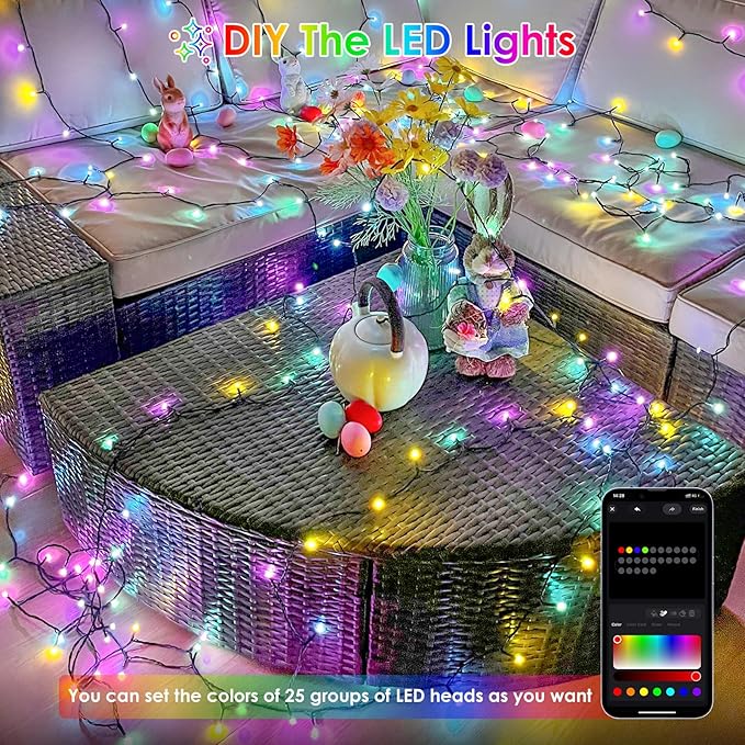 YIQU Smart Color Changing Christmas Lights, 66 FT 200 LED RGB String Lights with Remote App Control and Timer, Music Sync Multiple Modes Twinkle Mini Light Waterproof Indoor Outdoor