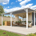 AECOJOY 16' x 10' Gazebo White Outdoor Pergola for Patio, Large Wall-Mounted Hard Top 10x16 Lean to Metal Gazebo Shelter Pergolas and Gazebos Clearance with Patio Roof, Heavy Duty Awnings for Backyard