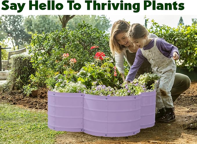 Plant & Plot Galvanized Raised Garden Beds Outdoor // 3×3×1 ft Planter Raised Beds for Gardening, Vegetables, Flowers // Large Metal Garden Box (Lavender) // Patented Tool-Free Design