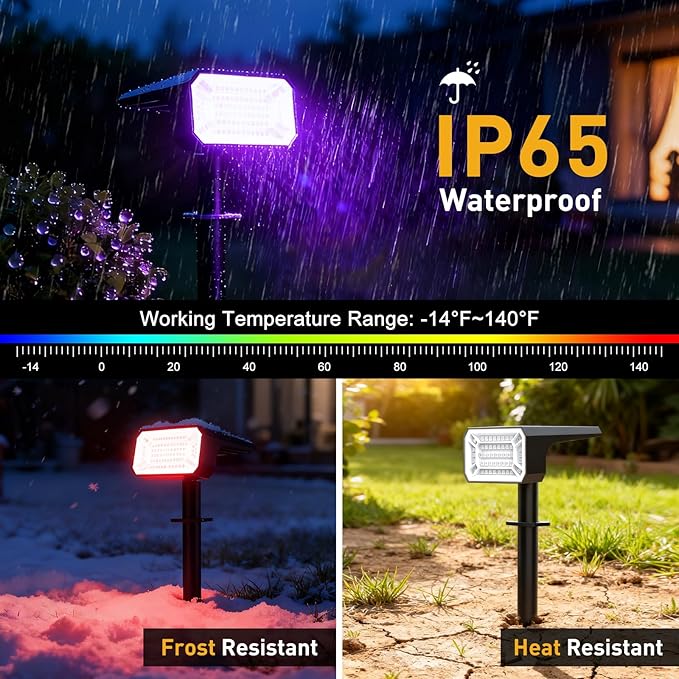 Solar Color Changing Spot Lights Outdoor Waterproof IP65, [12 Pack/32 LED/7 Modes] 2-in-1 Landscape Spotlights, Auto On/Off High Lumens Spot Lights for Outside Yard Garden Pathway Walkway