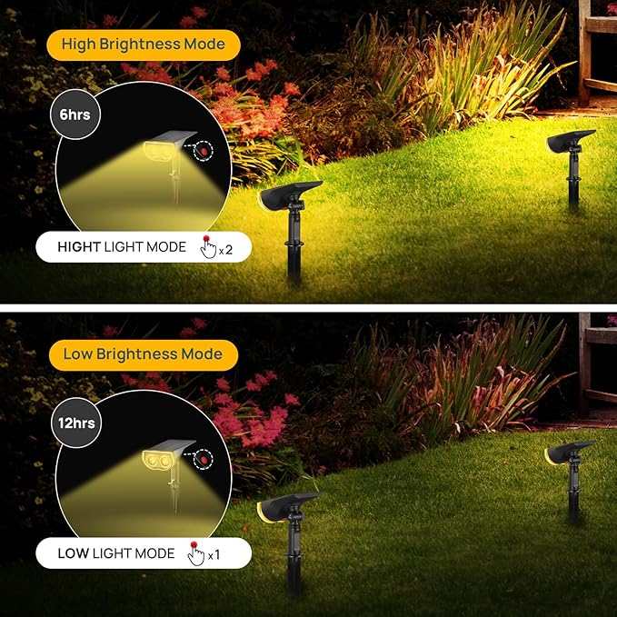 Linkind Solar Lights Outdoor StarRayS, Bright Solar Spot Lights Outdoor, IP67 Waterproof Spotlights for Landscape Garden Yard Walkway Patio Tree（Warm White, 10 Pack