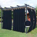Easy-Going Outdoor Patio Curtains Detachable Tab Top Windproof Weatherproof Curtain for Cabana, Porch, Pergola and Gazebo, Tab Bottom Drape, 2 Panels, 54W x 96L inch, Navy