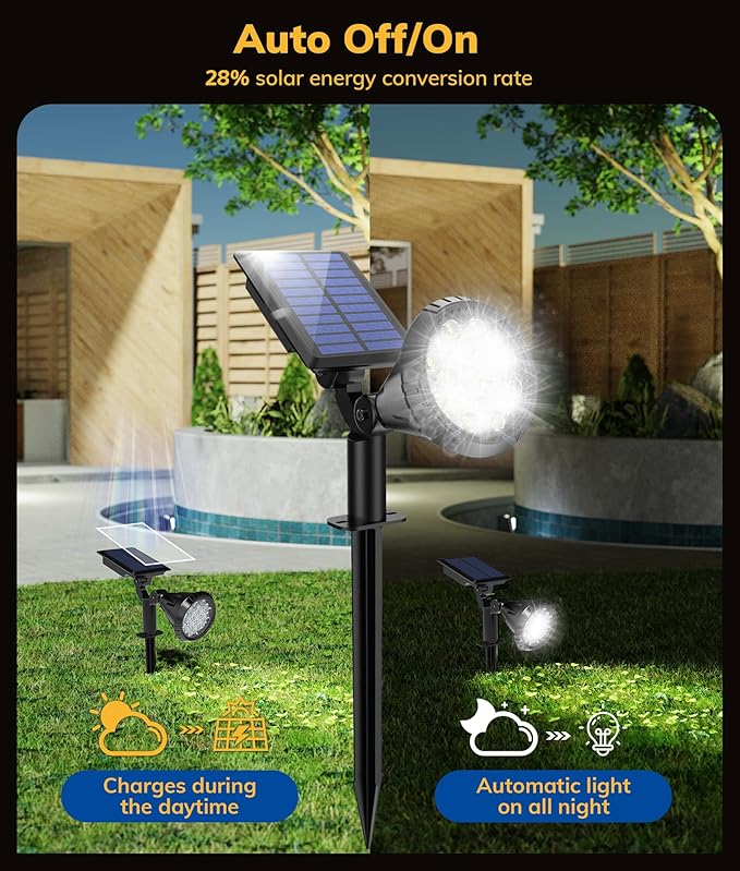 Solar Spot Lights for Outside, 21 LED Outdoor Solar Lights for Yard, 6 Pack Solar Spotlights Waterproof Auto On/Off for Landscape, Wall, Garden, Pool, Tree, Pathway and Driveway(White)