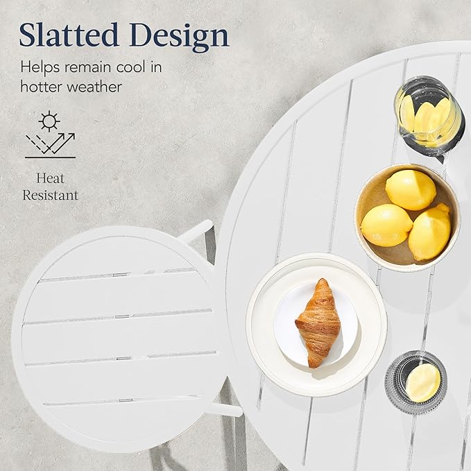 Best Choice Products 3-Piece Patio Dining Set, Bar Height, Outdoor Bistro Set, Outdoor Round Bar Table w/ 2 Bar Stools, Steel - White