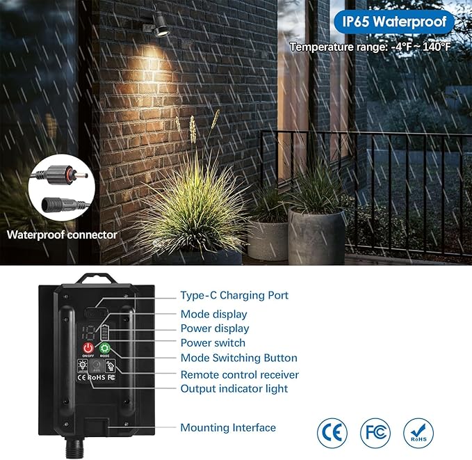 ALOVECO Solar Spot Lights Outdoor 4-in-1 Solar Powered Spotlights IP65 Waterproof with Remote 29.5ft Cable Auto On/Off 8 Modes Solar Uplights Outdoor for Garden Yard Landscape Tree 2700K Warm White