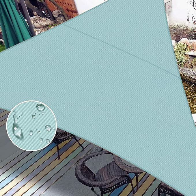 LOVE STORY Waterproof 16' x 16' x 16' Triangle Sky Blue Sun Shade Sail Cannoy UV Resistant for Outdoor Patio Garden Backyard (We Make Custom Size)
