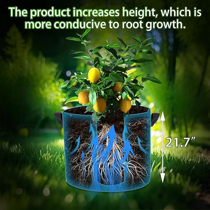 2-Pack 50 Gallon Plant Grow Bags, Thickened Nonwoven Fabric Pots with Handles,Sturdy Garden Planters Aeration Gardening Container to for Plants, Vegetables, and Flowers