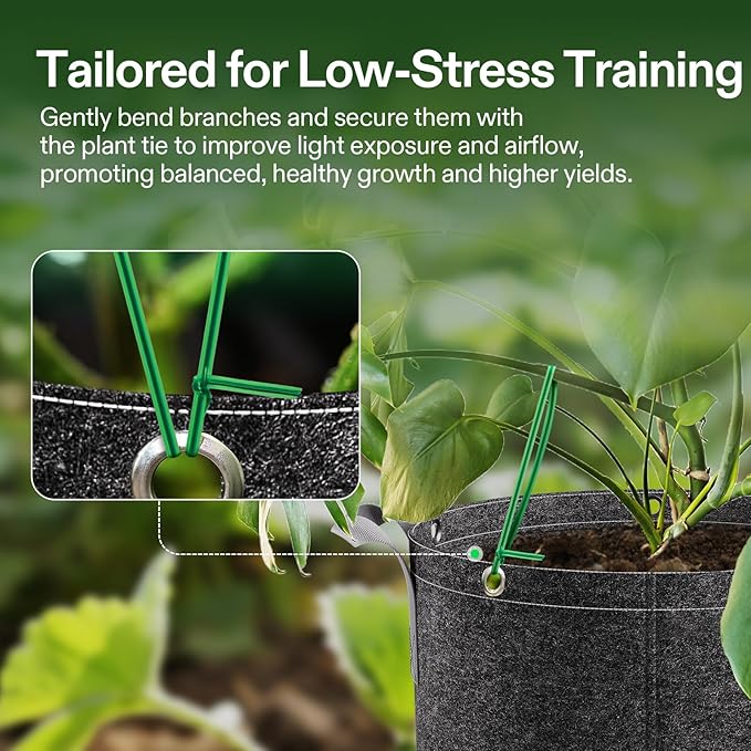 VIVOSUN Twist Ties, 164 ft (50m) PE-Coated Green Plant Ties with Cutter, Reusable & Flexible Tomate Ties for Plant Support, Indoor Outdoor Gardening, Cable Management, Home Office Organization