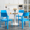 VECELO 4 Pack Stackable Dining Chairs, Plastic Patio Chairs for Indoor Outdoor Use in Kitchen, Poolside, No Assembly, Matte Blue