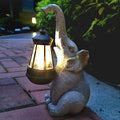 Elephant Solar Garden Statues,Resin Elephant Figurine Decorations with Solar Lights Lantern, Outdoor Figurines Lawn Garden Statue Decor Art for Lawn,Yard, Balcony Ornament.