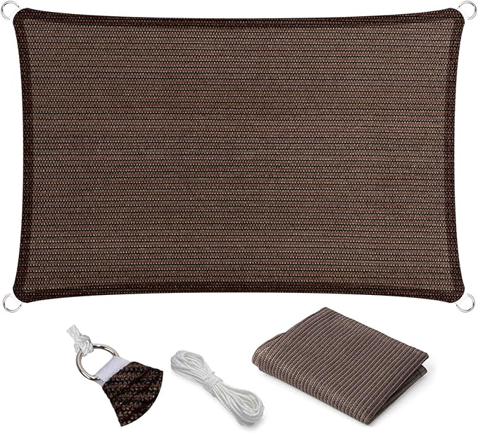 Eden's Decor Straight Flat-Edged Sun Shade Sail Rectangular 6' x 20' Brown UV-Blocking Outdoor Canopy Fabric Cloth Awning for Pergola Patio Garden Backyard Custom Size