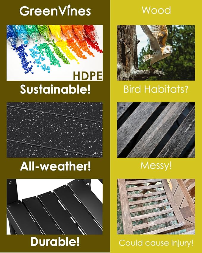 GREENVINES Outdoor Dining Chair | HDPE | Patio Chairs | All-Weather | Black