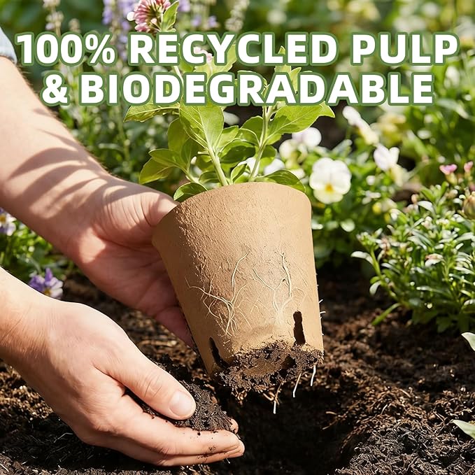 70Pcs Biodegradable 3.15” Peat Pots with 70Pcs Plant Labels, Biodegradable Seed Starter Pots with Drainage Holes, Nursery Pots for Seedlings, Herbs, Vegetables, Flowers, Gardening Kit