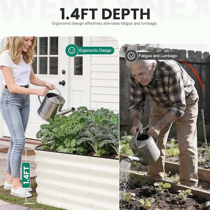 4×2×1.4FT Galvanized Raised Garden Bed Outdoor, Metal Raised Garden Bed Kit, Large Planter Raised Beds, 3 In1 Modular Raised Planter Box Outdoor,Raised Beds for Gardening for Vegetables Flowers Herbs