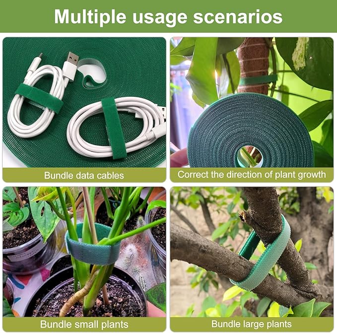 SumDirect Plant Tape 150 ft Plant Ties for Climbing Plants Garden Twist Ties Plants Adjustable Reusable Hook and Loop Tape for Plants, Flowers, Vines and Tree (150 ft x 1/2 in)