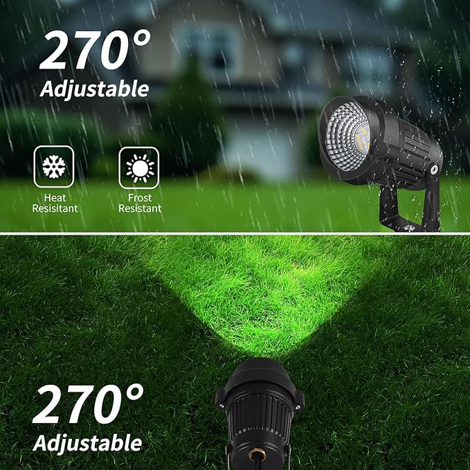 12W LED Landscape Lights Low Voltage, RGBW Color Changing 12V AC/DC Waterproof Outdoor Spotlights with Remote Control, IP65 Garden Pathway Lights with 8 Spike Stands for Christmas Decorative(8 Pack)