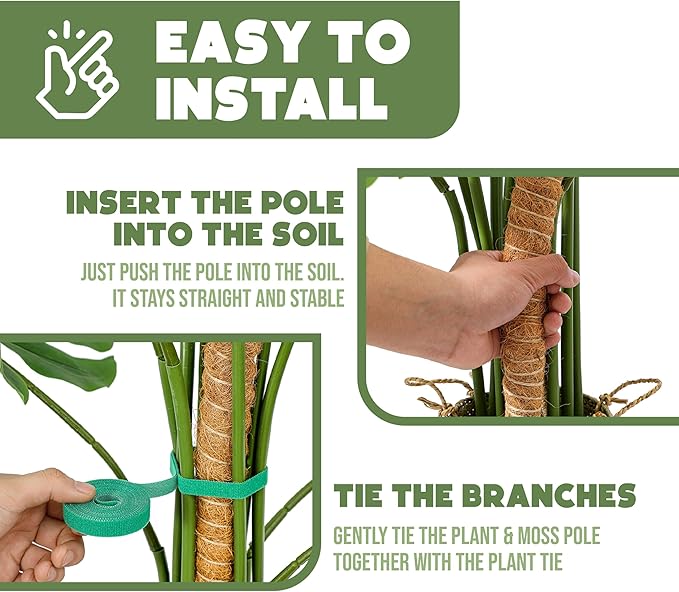 2 Pack 48" and 28'' Bendable Moss Pole Monstera Plant Support for Climbing Indoor Plants - Stakes for Potted Climbers - Tall Sticks Indoor Trellis for Houseplants - Accessories for Monstera Pot