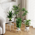 5-Pack Metal Plant Stands for Outdoor Indoor, Anti-Rust Iron Flower Pot Stand, Heavy Duty Plant Pot Shelf for Multiple Plant, Decoration Racks for Home, Patio & Garden (White)